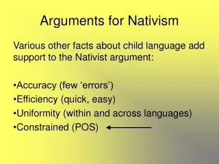 Arguments for Nativism