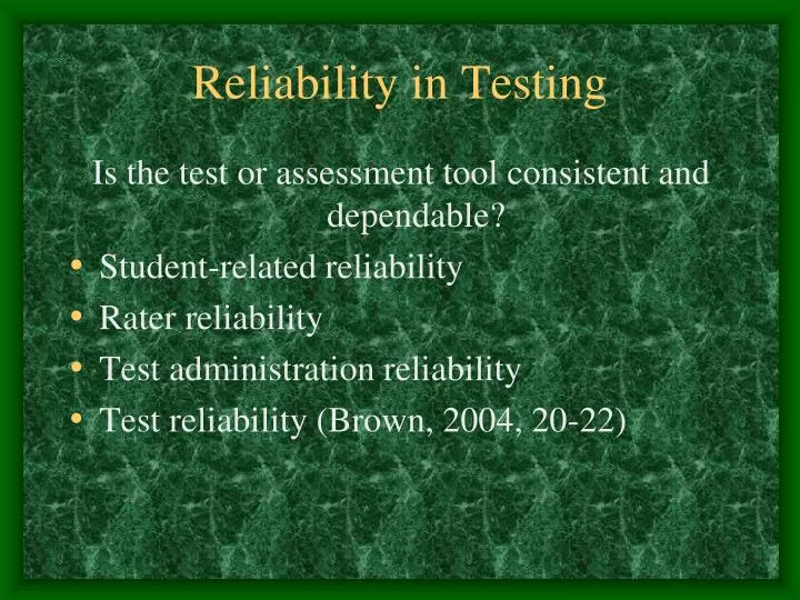 reliability in testing