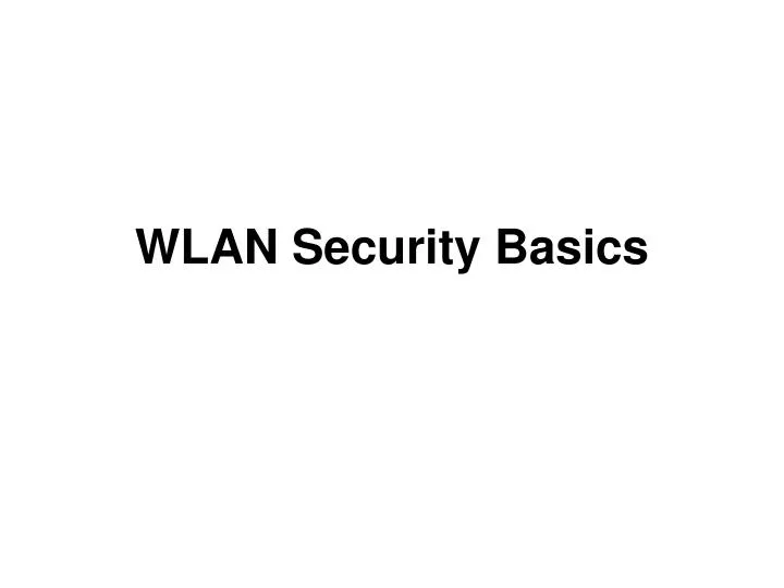 wlan security basics