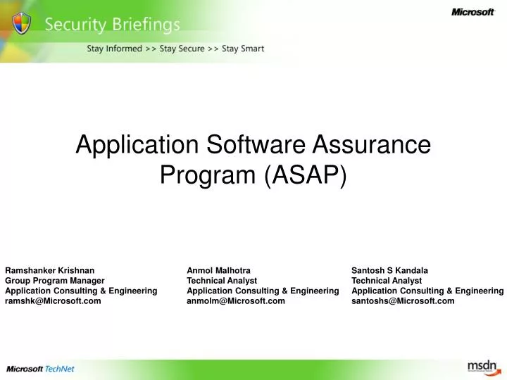 application software assurance program asap