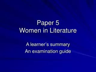 Paper 5 Women in Literature
