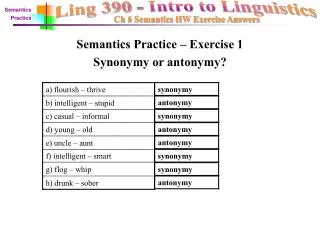 Semantics Practice