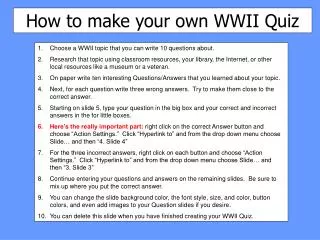 How to make your own WWII Quiz