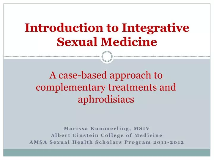 introduction to integrative sexual medicine