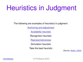 Heuristics in Judgment
