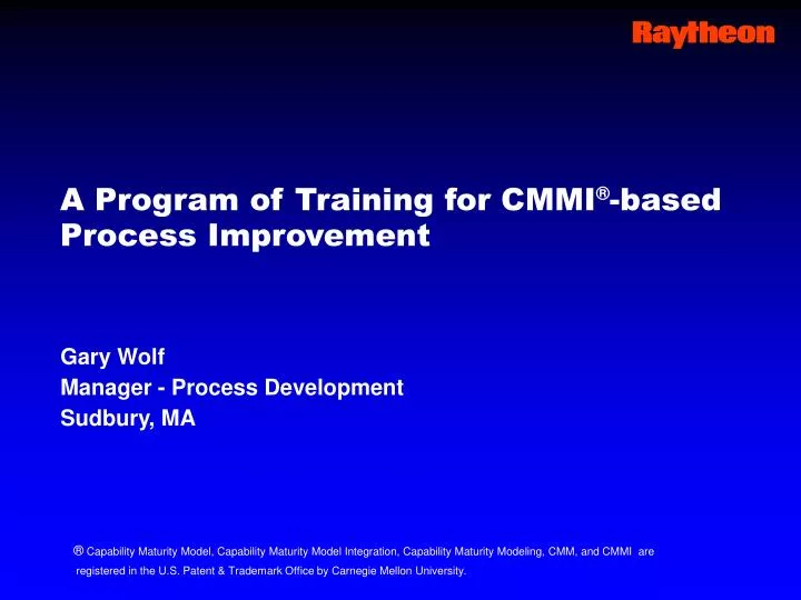 a program of training for cmmi based process improvement