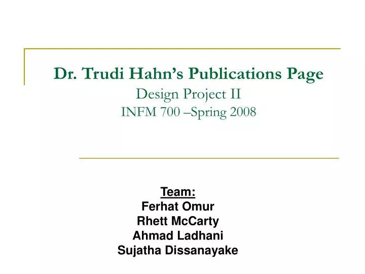 dr trudi hahn s publications page design project ii infm 700 spring 2008