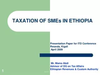TAXATION OF SMEs IN ETHIOPIA