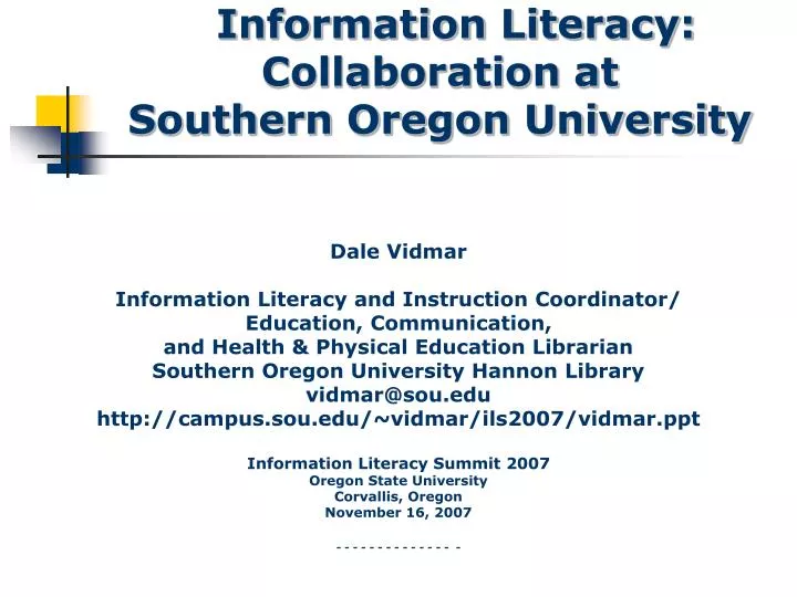 information literacy collaboration at southern oregon university