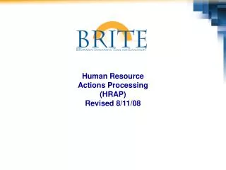 Human Resource Actions Processing (HRAP) Revised 8/11/08