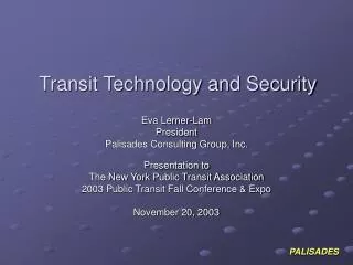 Transit Technology and Security
