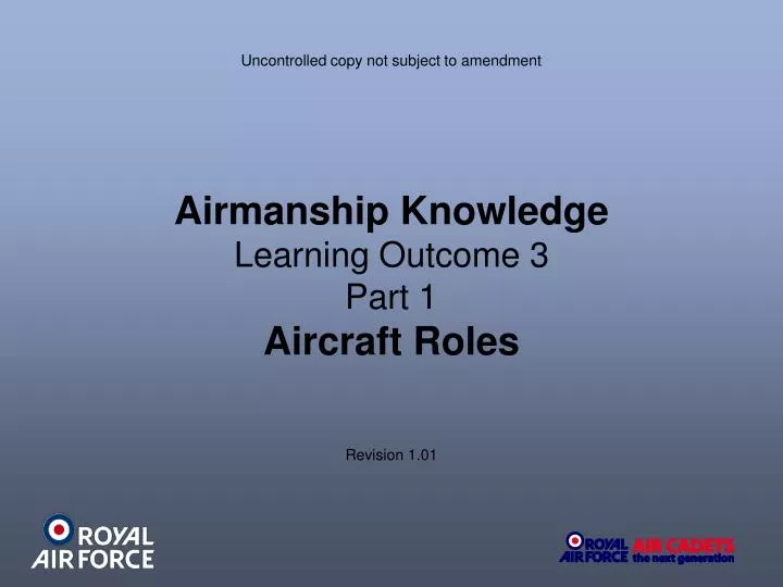 airmanship knowledge learning outcome 3 part 1 aircraft roles