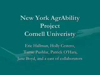 New York AgrAbility Project Cornell Univeristy