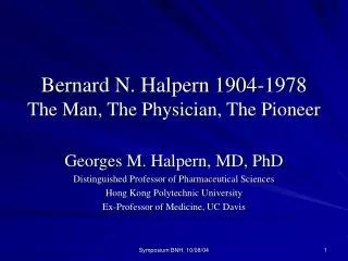 bernard n halpern 1904 1978 the man the physician the pioneer