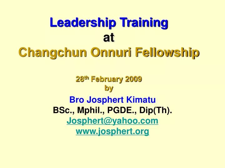 leadership training at changchun onnuri fellowship 28 th february 2009 by