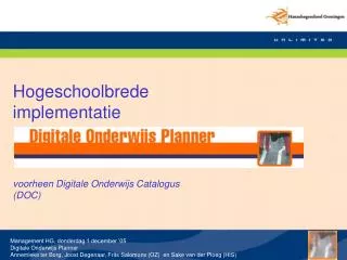 Hogeschoolbrede implementatie voorheen Digitale Onderwijs Catalogus (DOC)