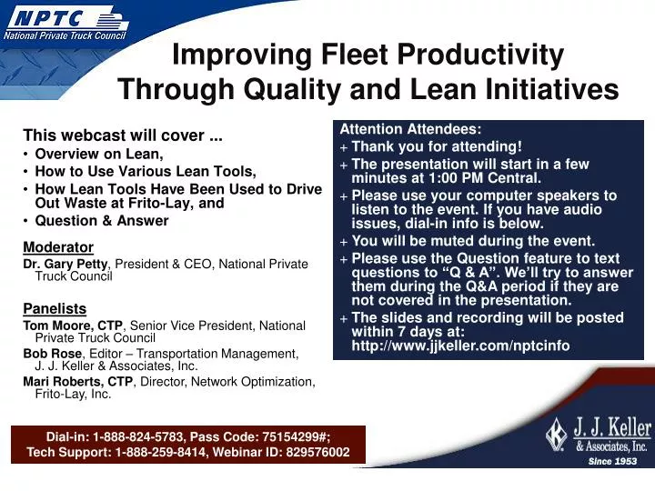 improving fleet productivity through quality and lean initiatives