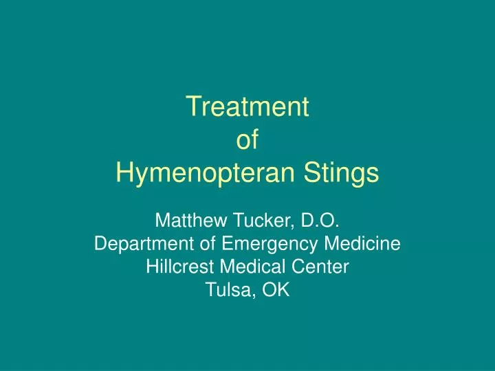 treatment of hymenopteran stings