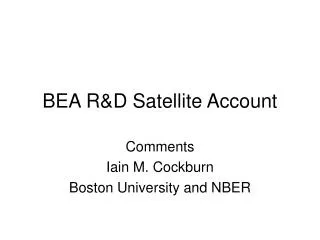 BEA R&amp;D Satellite Account