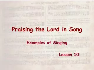 Praising the Lord in Song