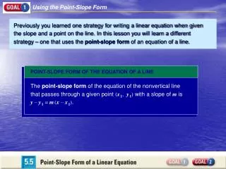 Using the Point-Slope Form