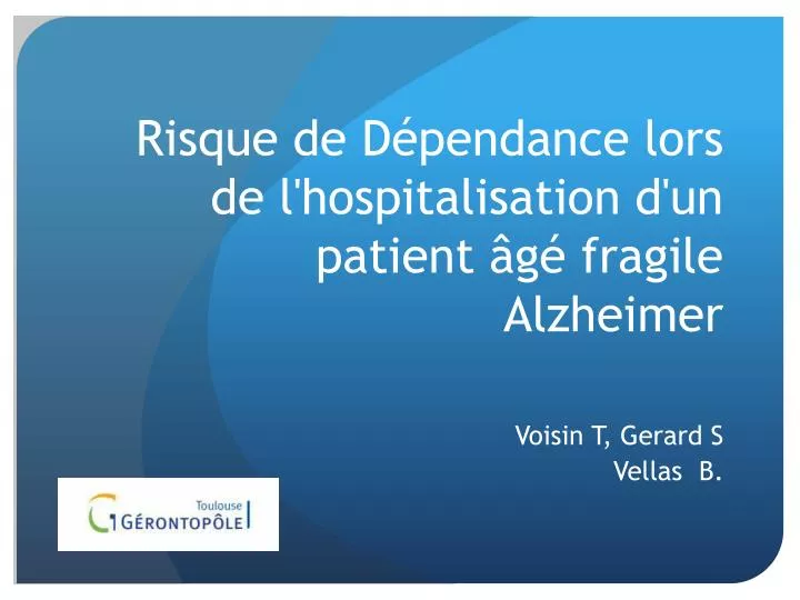 risque de d pendance lors de l hospitalisation d un patient g fragile alzheimer