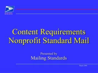 Content Requirements Nonprofit Standard Mail