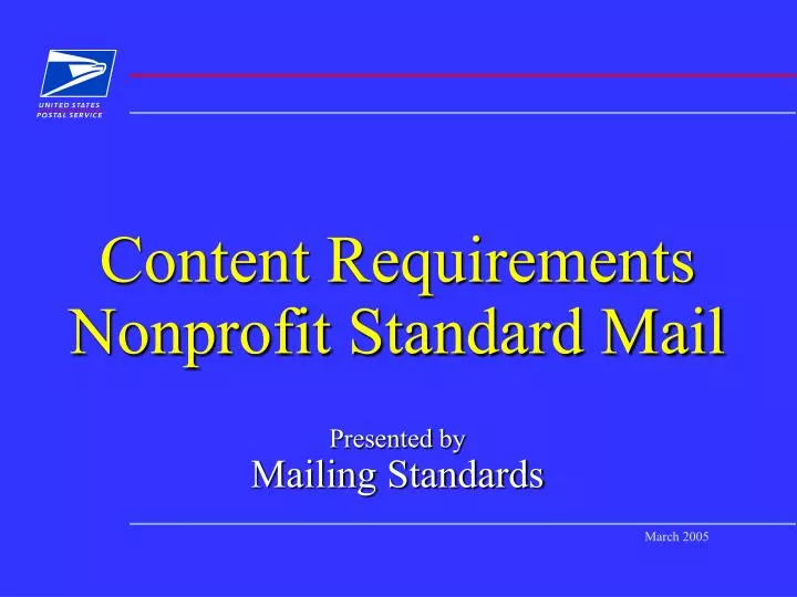 content requirements nonprofit standard mail