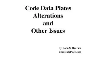 Ohio Code Data Plates Past 8 Months
