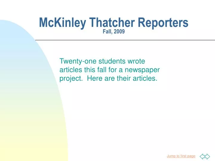 mckinley thatcher reporters fall 2009