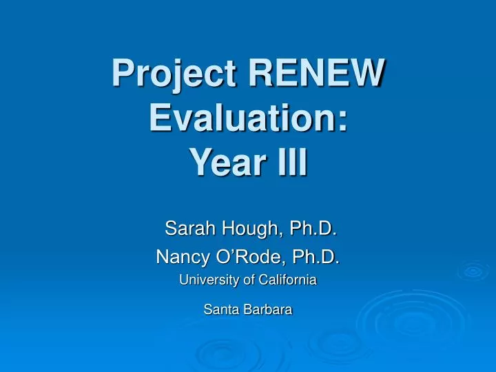 project renew evaluation year iii
