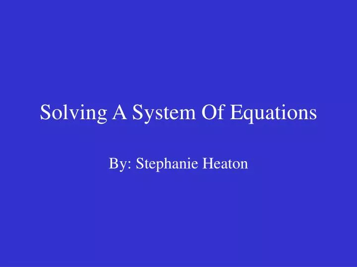 solving a system of equations