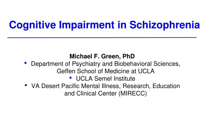 cognitive impairment in schizophrenia