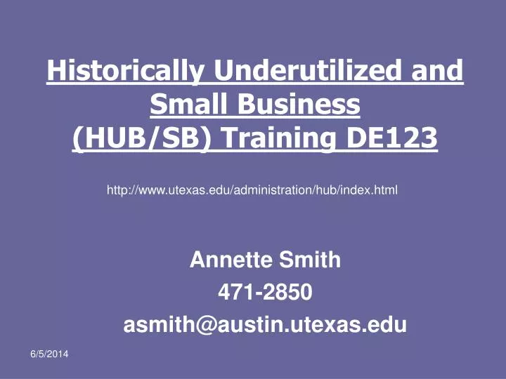 historically underutilized and small business hub sb training de123