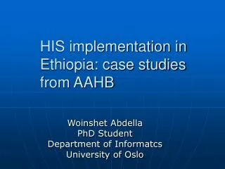 HIS implementation in Ethiopia: case studies from AAHB