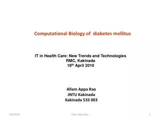 Computational Biology of diabetes mellitus