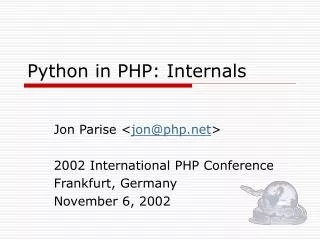 Python in PHP: Internals