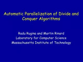 Automatic Parallelization of Divide and Conquer Algorithms