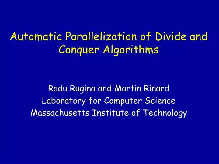 automatic parallelization of divide and conquer algorithms