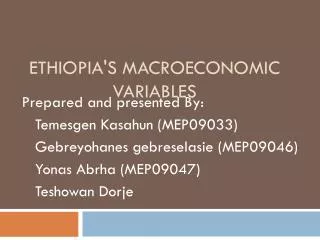 Ethiopia's Macroeconomic variables