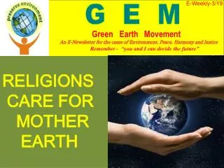 RELIGIONS CARE FOR MOTHER EARTH
