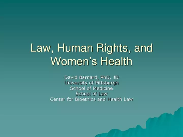 law human rights and women s health