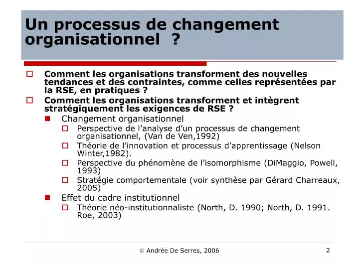 un processus de changement organisationnel