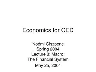 Economics for CED