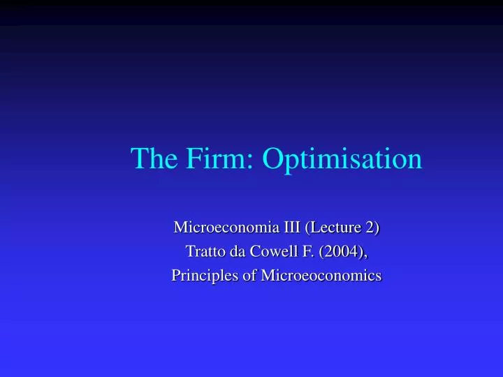the firm optimisation
