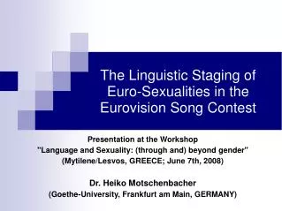 The Linguistic Staging of Euro-Sexualities in the Eurovision Song Contest