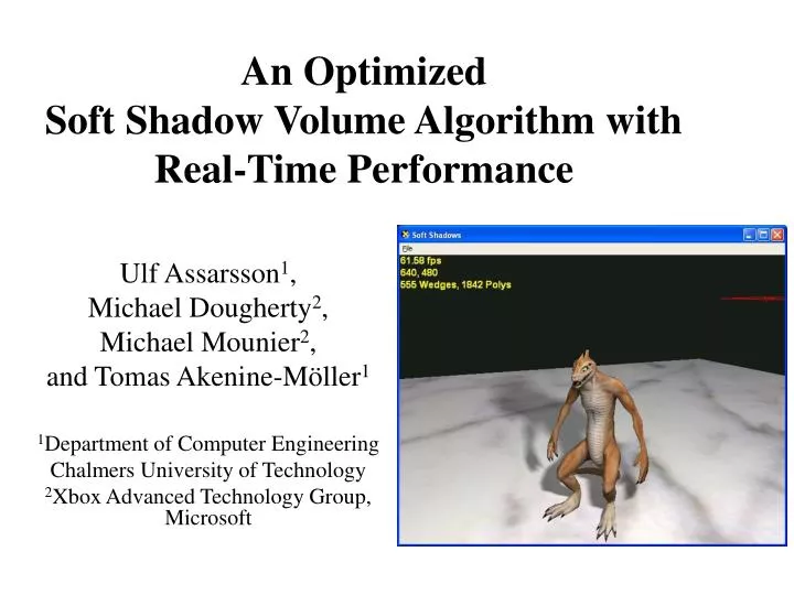 an optimized soft shadow volume algorithm with real time performance
