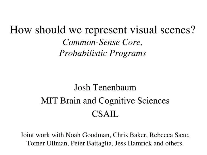how should we represent visual scenes common sense core probabilistic programs