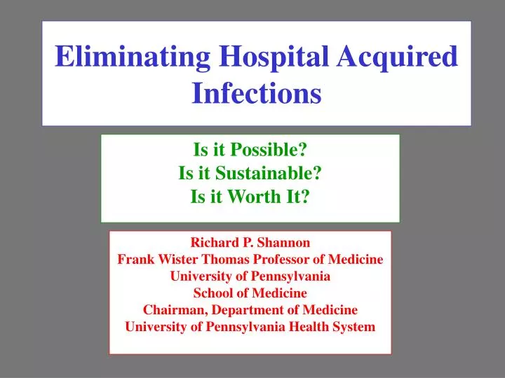 eliminating hospital acquired infections