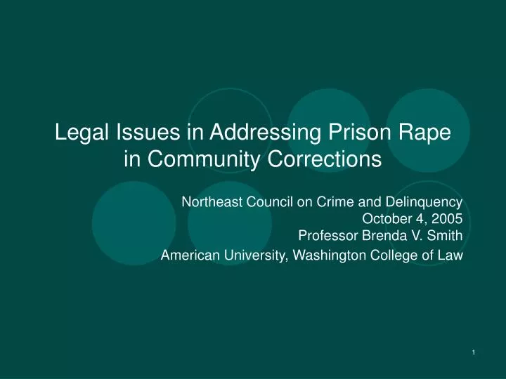 legal issues in addressing prison rape in community corrections